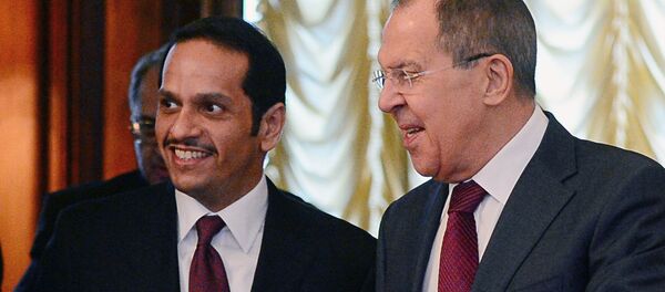 Qatar's Foreign Minister Sheikh Mohammed bin Abdulrahman bin Jassim Al-Thani and Russian Foreign Minister Sergey Lavrov Qatar's Foreign Minister Sheikh Mohammed bin Abdulrahman bin Jassim Al-Thani and Russian Foreign Minister Sergey Lavrov - Sputnik International