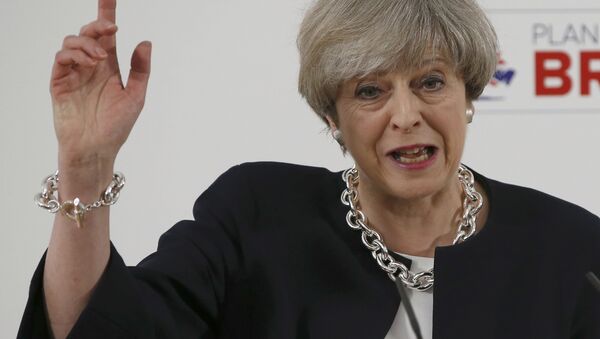 Britain's Prime Minister, Theresa May, delivers a speech to launch the Conservative Party's local elections campaign, in Calverton Village Hall, Calverton, Britain April 6, 2017. - Sputnik International