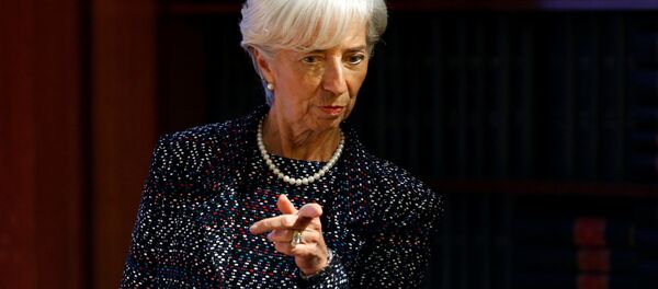 International Monetary Fund (IMF) Managing Director Christine Lagarde arrives to deliver a speech at the Solvay Library in Brussels, Belgium April 12, 2017. - Sputnik International