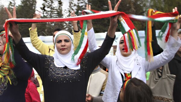 Syrian Kurds dance to celebrate Nowruz, the Kurdish new year, in Damascus, Syria. (File) - Sputnik International