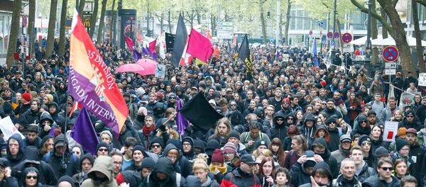 Activists protest against Germany's anti-immigration party Alternative for Germany (AFD) before the AFD's party congress in Cologne, German Activists protest against Germany's anti-immigration party Alternative for Germany (AFD) before the AFD's party congress in Cologne, German - Sputnik International