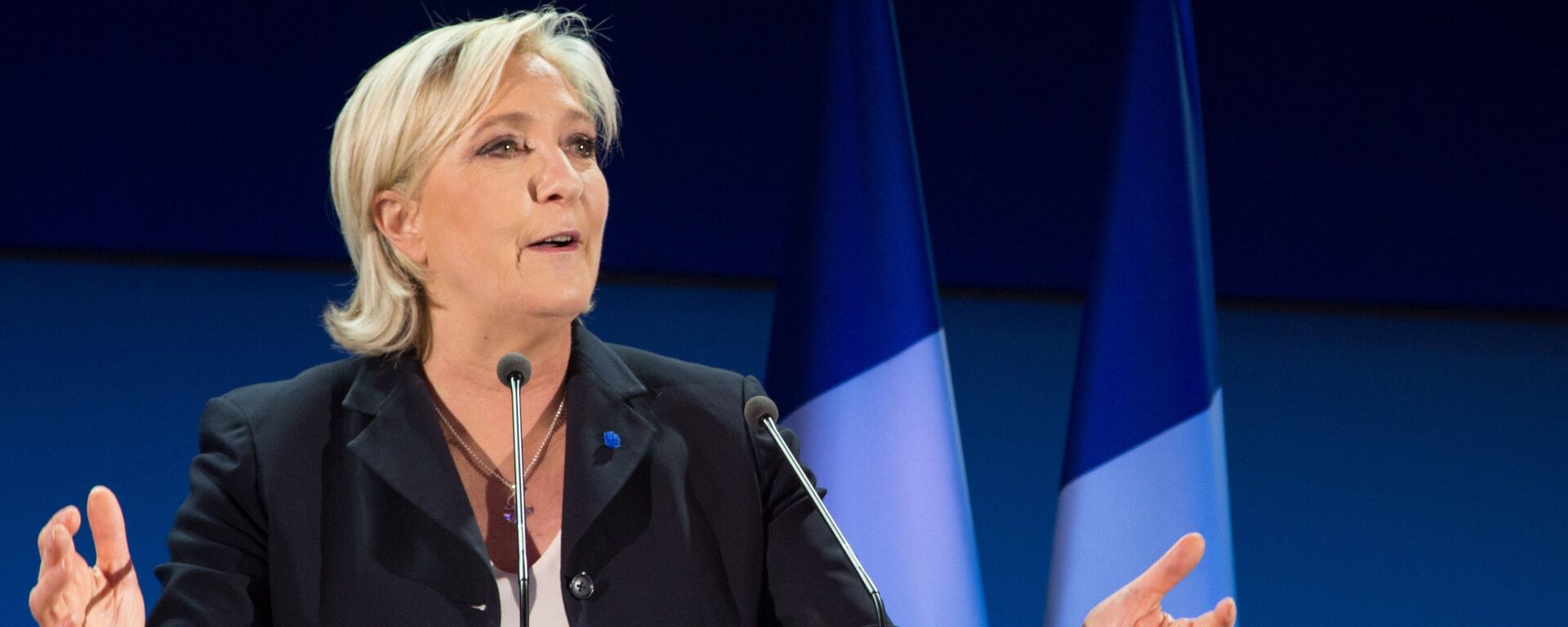 Marine Le Pen, French presidential candidate and leader of the political party the National Front, during a news conference following the first round of the presidential election. - Sputnik International, 1920, 28.09.2022