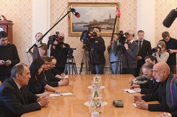 Russian Foreign Minister Sergei Lavrov, left, and former President of Afghanistan Hamid Karzai meet in Moscow Russian Foreign Minister Sergei Lavrov, left, and former President of Afghanistan Hamid Karzai meet in Moscow - Sputnik International