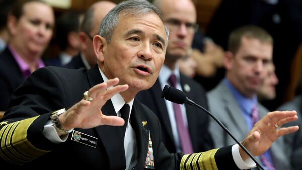 The Commander of the U.S. Pacific Command, Admiral Harry Harris, testifies before a House Armed Services Committee hearing on Military Assessment of the Security Challenges in the Indo-Asia-Pacific Region on Capitol Hill in Washington, U.S, April 26, 2017 - Sputnik International