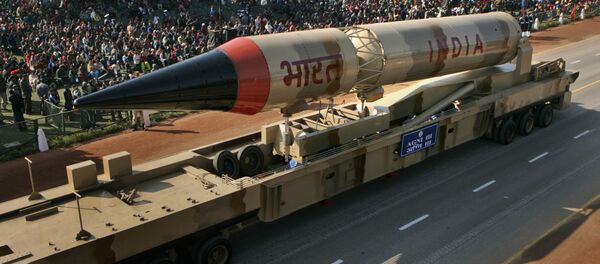 Indian Army Agni III missile model goes past, during full dress rehearsal of Republic Day Parade in New Delhi, India (File) Indian Army Agni III missile model goes past, during full dress rehearsal of Republic Day Parade in New Delhi, India (File) - Sputnik International