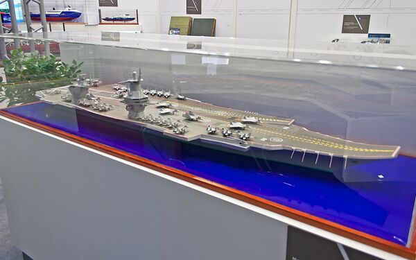 Model of the Project 23000E 'Shtorm', Russia's prospective new carrier design - Sputnik International