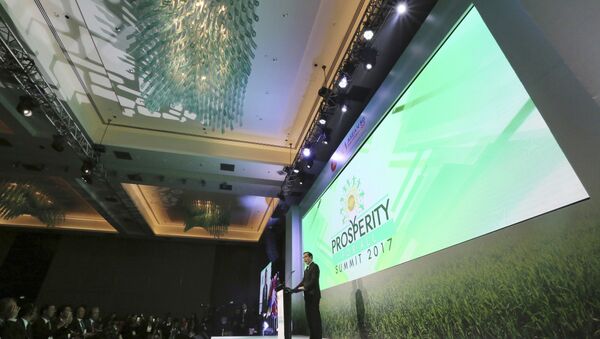 Thailand's Prime Minister Prayuth Chan-ocha delivers his speech at the Prosperity For All Summit, the parallel event of the 30th ASEAN Leaders' Summit at metropolitan Manila, Philippines on Friday, April 28, 2017 - Sputnik International