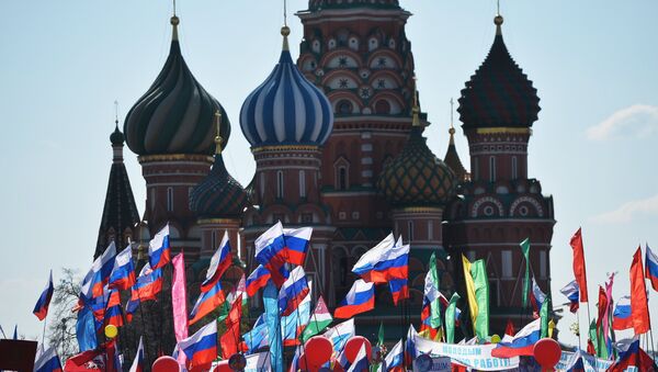 Participants in a May 1 demonstration on Moscow's Red Square. (File) - Sputnik International