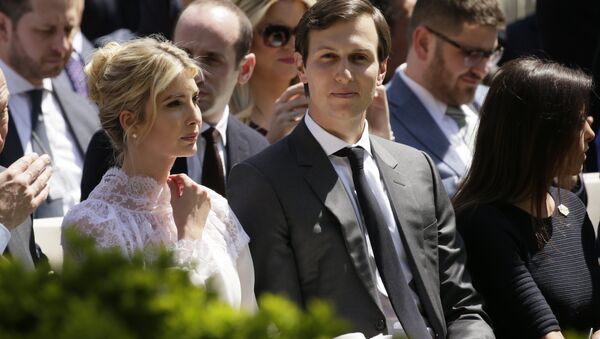 Ivanka Trump and her husband, White House advisor Jared Kushner, sit in the front row for a joint news conference at the White House in Washington, U.S - Sputnik International