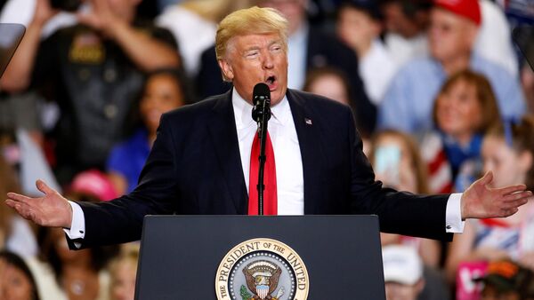 U.S. President Donald Trump appears on stage at a rally in Harrisburg, Pennsylvania, U.S - Sputnik International