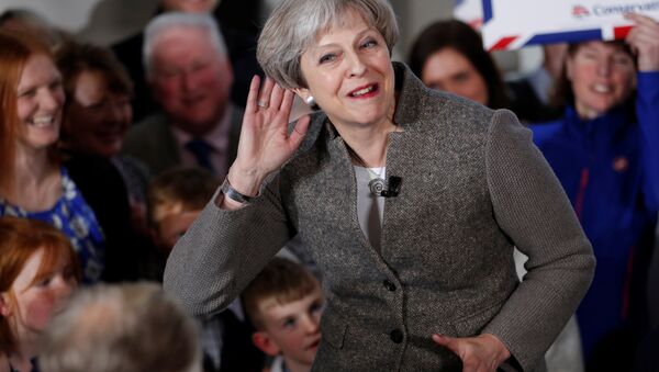 Britain's Prime Minister Theresa May speaks at an election campaign rally near Aberdeen in Scotland, Britain April 29, 2017. - Sputnik International