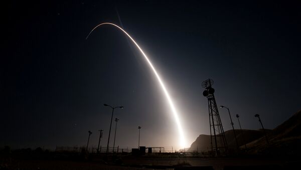 (File) An unarmed Minuteman III intercontinental ballistic missile launches from Vandenberg Air Force Base, California, United States during an operational test at 12:03 a.m., PDT, in this April 26, 2017 handout photo - Sputnik International