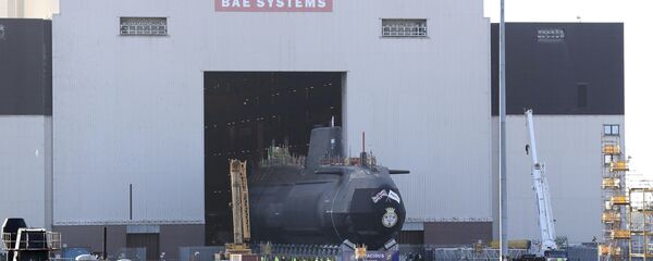 HMS Audacious, the fourth Astute-class nuclear-powered submarine of the Royal Navy, is taken out of the indoor ship building complex at BAE Systems, Burrow-in-Furness, England, Thursday April 27, 2017. HMS Audacious is due to be launched later in 2017. HMS Audacious, the fourth Astute-class nuclear-powered submarine of the Royal Navy, is taken out of the indoor ship building complex at BAE Systems, Burrow-in-Furness, England, Thursday April 27, 2017. HMS Audacious is due to be launched later in 2017. - Sputnik International