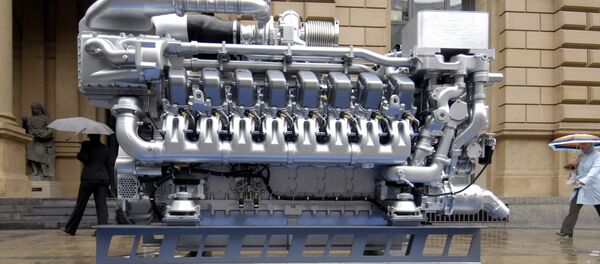(File) A MTU engine is seen in front of the stock exchange during the IPO of German diesel engine producer Tognum in Frankfurt, Germany, Monday, July 2, 2007 - Sputnik International