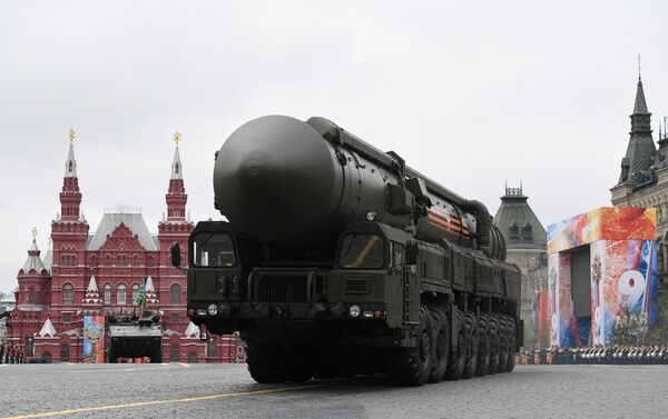 RS-24 Yars mobile ground missile systems with at the military parade in Moscow marking the 72nd anniversary of the victory in the Great Patriotic War of 1941-1945. - Sputnik International