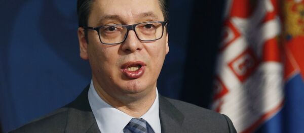 Serbian Prime Minister Aleksandar Vucic speaks during a press conference in Belgrade, Serbia, Thursday, April 27, 2017 - Sputnik International