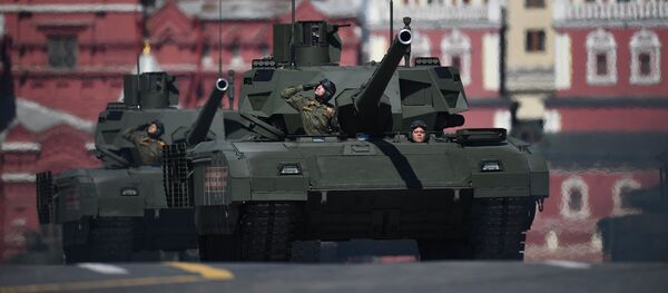A T-14 Armata tank during the final rehearsal of the military parade in Moscow marking the 72nd anniversary of the victory in the Great Patriotic War of 1941-1945 A T-14 Armata tank during the final rehearsal of the military parade in Moscow marking the 72nd anniversary of the victory in the Great Patriotic War of 1941-1945 - Sputnik International