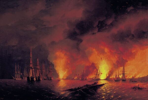 The Battle of Sinop on 18 November 1853 (Night after Battle). Ivan Aivazovsky  (1817–1900) - Sputnik International
