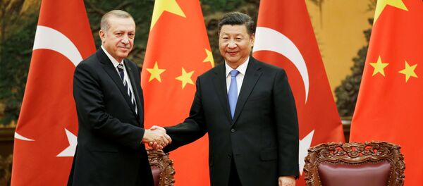 Turkish President Recep Tayyip Erdogan and Chinese President Xi Jinping attend a signing ceremony ahead of the Belt and Road Forum in Beijing, China May 13, 2017 - Sputnik International