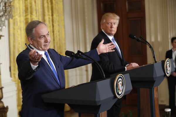 President Donald Trump and Israeli Prime Minister Benjamin Netanyahu participate in a joint news conference in the East Room of the White House in Washington, Wednesday, Feb. 15, 2017. President Donald Trump and Israeli Prime Minister Benjamin Netanyahu participate in a joint news conference in the East Room of the White House in Washington, Wednesday, Feb. 15, 2017. - Sputnik International
