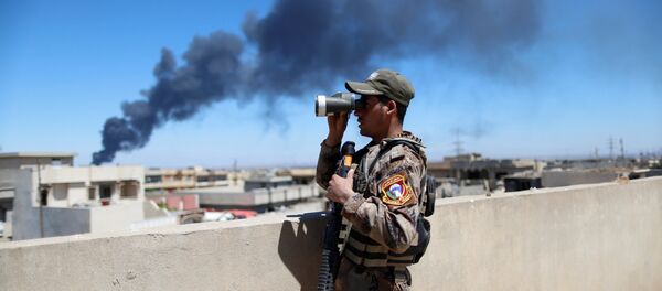 An Iraqi Counter Terrorism Services (CTS) soldier looks though binoculars during a battle between CTS and Islamic State militants in western Mosul, Iraq, April 25, 2017. - Sputnik International