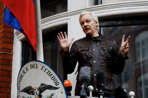 WikiLeaks founder Julian Assange is seen on the balcony of the Ecuadorian Embassy in London, Britain, May 19, 2017 WikiLeaks founder Julian Assange is seen on the balcony of the Ecuadorian Embassy in London, Britain, May 19, 2017 - Sputnik International