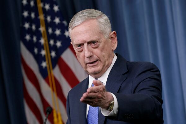 U.S. Defense Secretary James Mattis gestures during a press briefing on the campaign to defeat ISIS at the Pentagon in Washington, U.S., May 19, 2017 - Sputnik International