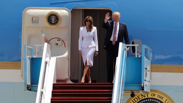 U.S. President Donald Trump and first lady Melania Trump arrive aboard Air Force One at Ben Gurion International Airport in Lod near Tel Aviv, Israel May 22, 2017 - Sputnik International