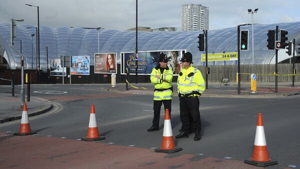 Police block a road outside the Manchester Arena in central Manchester, England Tuesday May 23, 2017. - Sputnik International