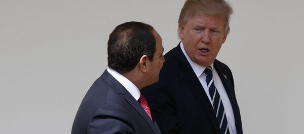 President Donald Trump walks with Egyptian President Abdel Fattah al-Sisi at the White House in Washington, Monday, April 3, 2017. President Donald Trump walks with Egyptian President Abdel Fattah al-Sisi at the White House in Washington, Monday, April 3, 2017. - Sputnik International