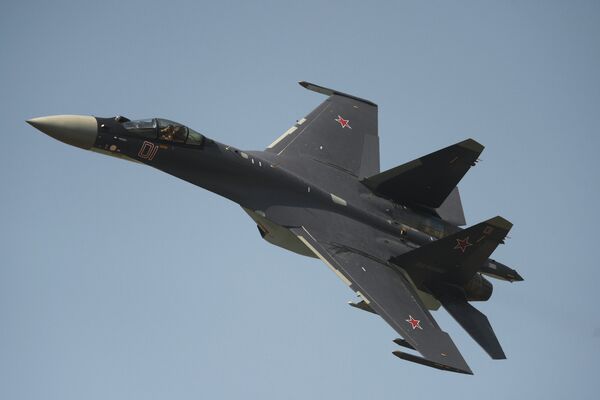 The Su-35 fighter performing on Air Force Day in Russia's Lipetsk. File photo  - Sputnik International