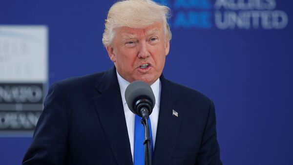 U.S. President Donald Trump speaks at the start of the NATO summit at their new headquarters in Brussels, Belgium - Sputnik International