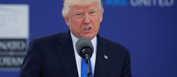 U.S. President Donald Trump speaks at the start of the NATO summit at their new headquarters in Brussels, Belgium, May 25, 2017 - Sputnik International