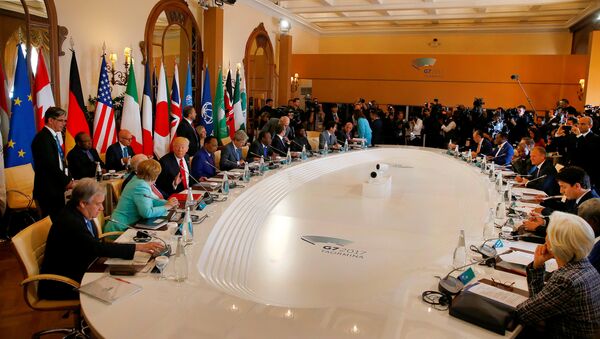 General view of the discussion table at the G7 Summit expanded session in Taormina, Sicily, Italy, May 27, 2017 - Sputnik International