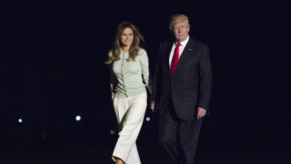 President Donald Trump and first lady Melania Trump walk from Marine One across the South Lawn to White House in Washington, Saturday, May 27, 2017, as they return from Sigonella, Italy - Sputnik International