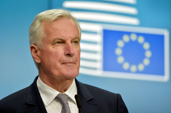 European Union Chief Negotiator for Brexit Michel Barnier looks on during a news conference after a European General Affairs Ministers meeting in Brussels, Belgium May 22, 2017. European Union Chief Negotiator for Brexit Michel Barnier looks on during a news conference after a European General Affairs Ministers meeting in Brussels, Belgium May 22, 2017. - Sputnik International