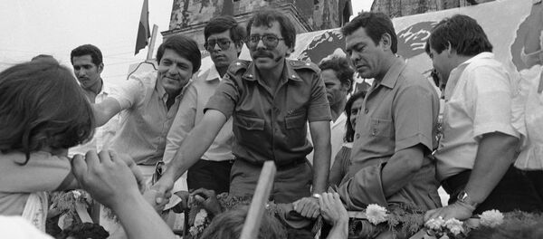 FILE - In this Oct. 28, 1984 file photo, Nicaraguan presidential candidate for the Sandinista National Liberation Front Daniel Ortega reaches out to supporters during a final campaign appearance in Leon, Nicaragua - Sputnik International