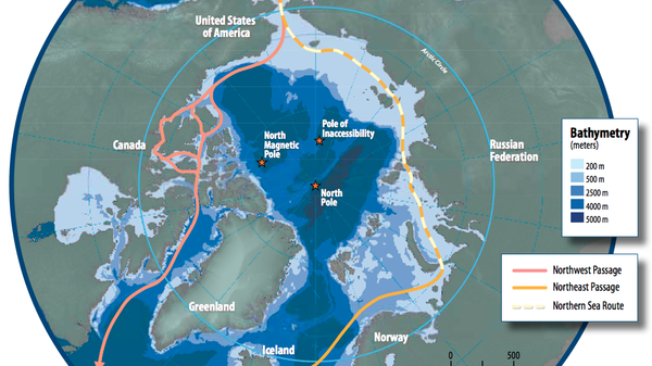 Map of the Arctic region showing the Northeast Passage, the Northern Sea Route and Northwest Passage - Sputnik International