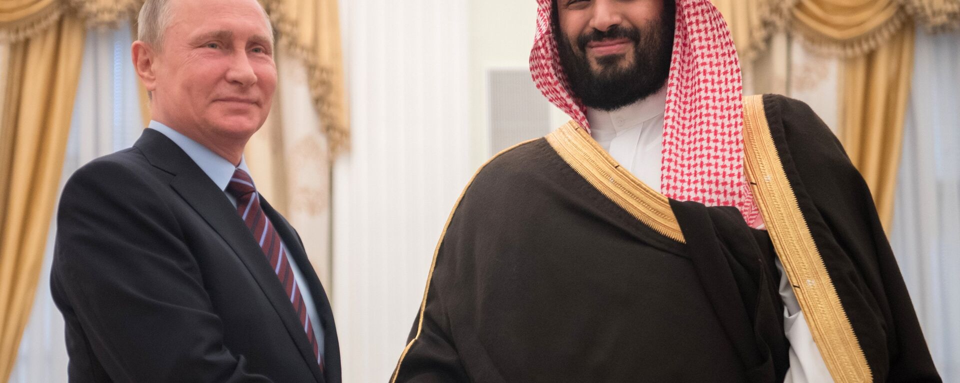 May 30, 2017. Russian President Vladimir Putin meets with Crown Prince of Saudi Arabia Mohammad bin Salman Al Saud, right. - Sputnik International, 1920, 05.12.2023