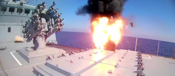 Russian frigate Admiral Essen launches Kalibr cruise missiles at ISIS facilities (the Islamic State international terrorist organization banned in Russia) near Palmyra Russian frigate Admiral Essen launches Kalibr cruise missiles at ISIS facilities (the Islamic State international terrorist organization banned in Russia) near Palmyra - Sputnik International