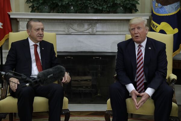President Donald Trump meets with Turkish President Recep Tayyip Erdogan in the Oval Office of the White House in Washington - Sputnik International