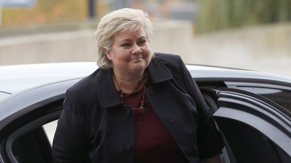 Norway's Prime Minister Erna Solberg arrives for a meeting of the European People's Party in Maastricht, southern Netherlands, Thursday, Oct. 20, 2016. - Sputnik International