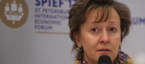 Veronika Nikishina, member of the board, Minister in Charge of Trade, Eurasian Economic Commission, during the the EAEU - India:A Strategic Partnership business breakfast held as part of the 2017 St. Petersburg International Economic Forum. Veronika Nikishina, member of the board, Minister in Charge of Trade, Eurasian Economic Commission, during the the EAEU - India:A Strategic Partnership business breakfast held as part of the 2017 St. Petersburg International Economic Forum. - Sputnik International