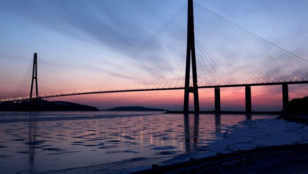 The cable-stayed bridge across Eastern Bosphorus Strait to Russky Island in Vladivostok. (File) - Sputnik International