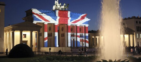 A view of the Brandenburg Gate in Berlin after it was illuminated in the colors of the British union flag Sunday June 4, 2017 A view of the Brandenburg Gate in Berlin after it was illuminated in the colors of the British union flag Sunday June 4, 2017 - Sputnik International