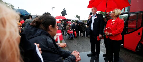 Jeremy Corbyn, leader of Britain's opposition Labour Party speaks at an election campaign event at Hemlington recreation centre in Middlesbrough, June 5, 2017 - Sputnik International