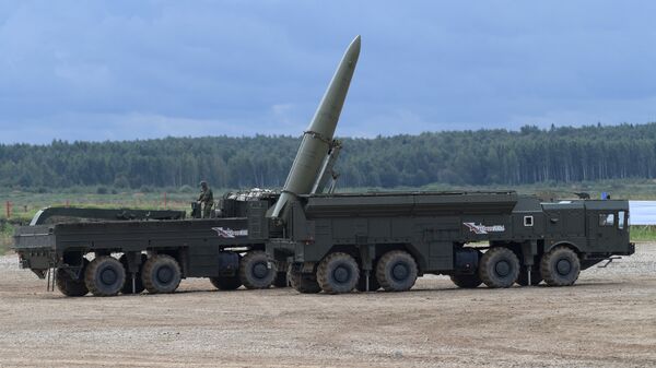 The Iskander-M missile system during a military machine demonstration at the Alabino training ground. File photo  - Sputnik International