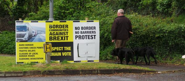 A man walks his dogs across the border A man walks his dogs across the border - Sputnik International