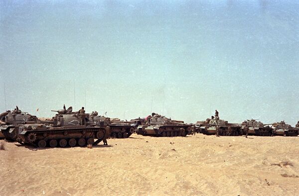 A column of tanks of the Israeli Army is seen at an unknown location, on June 8, 1967, on the third day of the Six-Day War between Israel and the Arab states of Egypt, Syria, and Jordan - Sputnik International