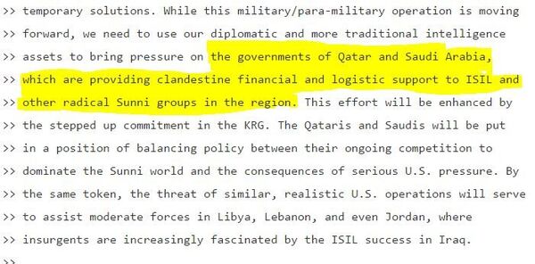 Hillary Clinton's Email on Qatari and Saudi support of Daesh. Hillary Clinton's Email on Qatari and Saudi support of Daesh. - Sputnik International
